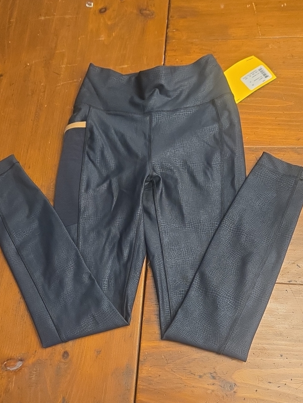 Nwt Lole Xs Black Subtle Snakeskin High-Waist Leggings with Side Pocket